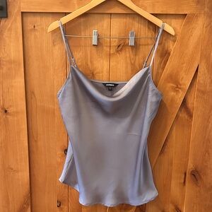 Express Women's Lavender gray Satin Cami Top women’s Large adjustable straps
